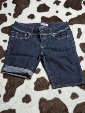 So Denim Dark Blue Women's Bermuda Shorts - Classic Rolled Hem